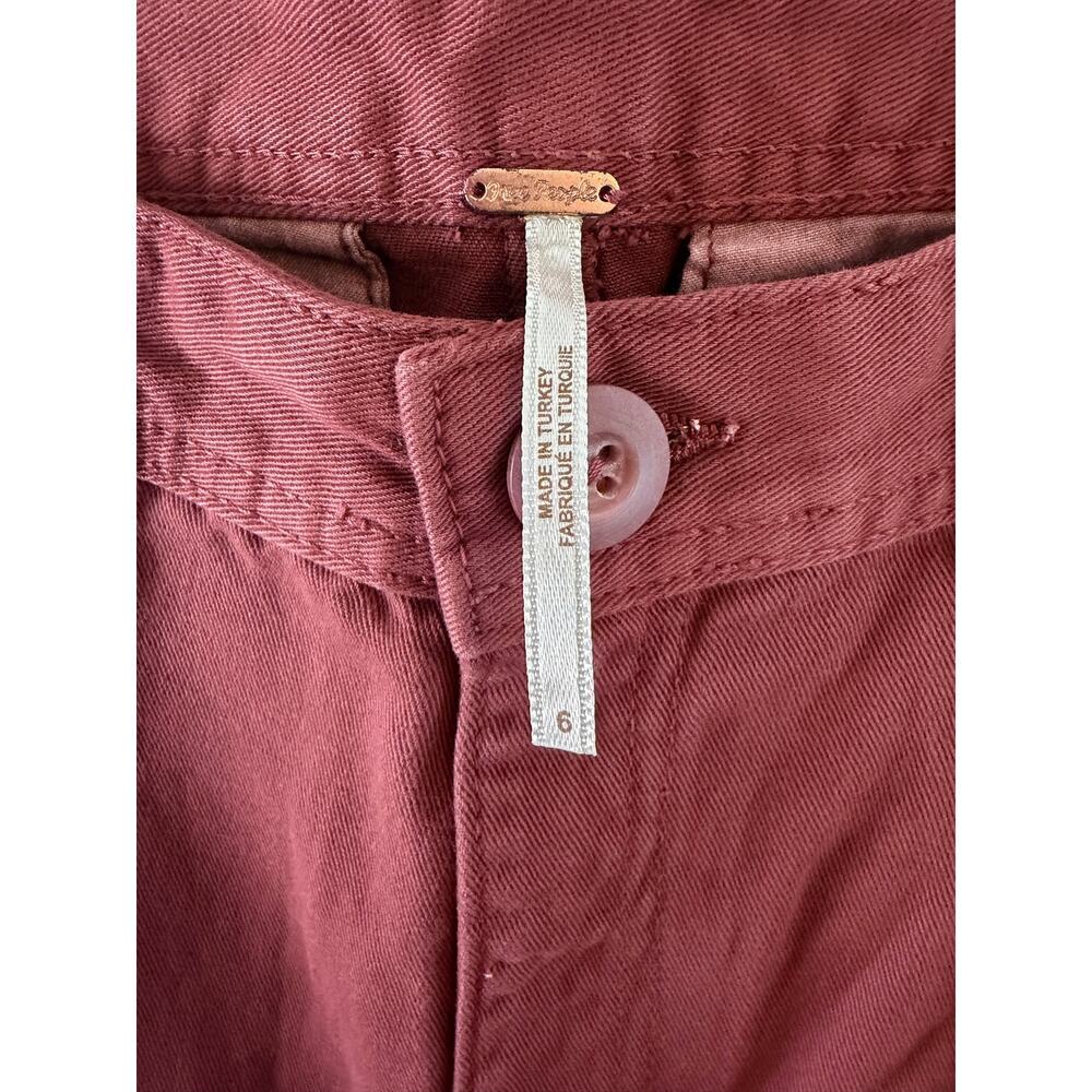 NWT Free People We The Free Cya Later Skate Trouser Pants Wine 100% Cotton 6 - Picture 5 of 9